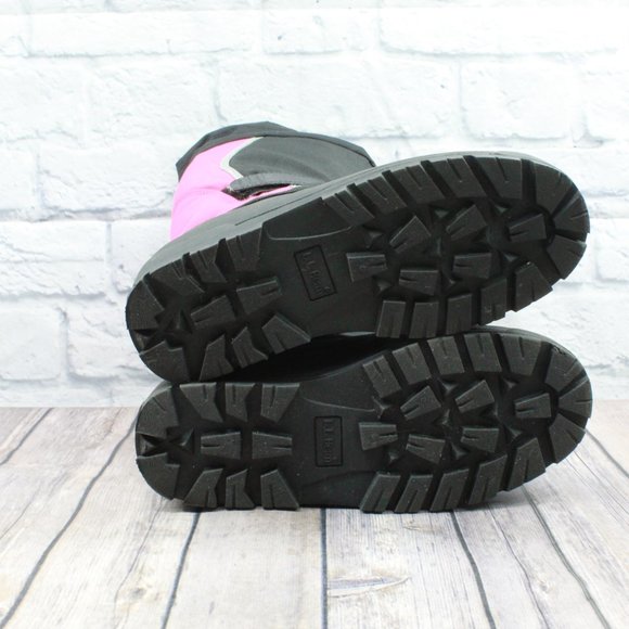 LL Bean Girl's Black Pink Pull On Northwoods Insulated Winter Boots Size 7 - Picture 11 of 11